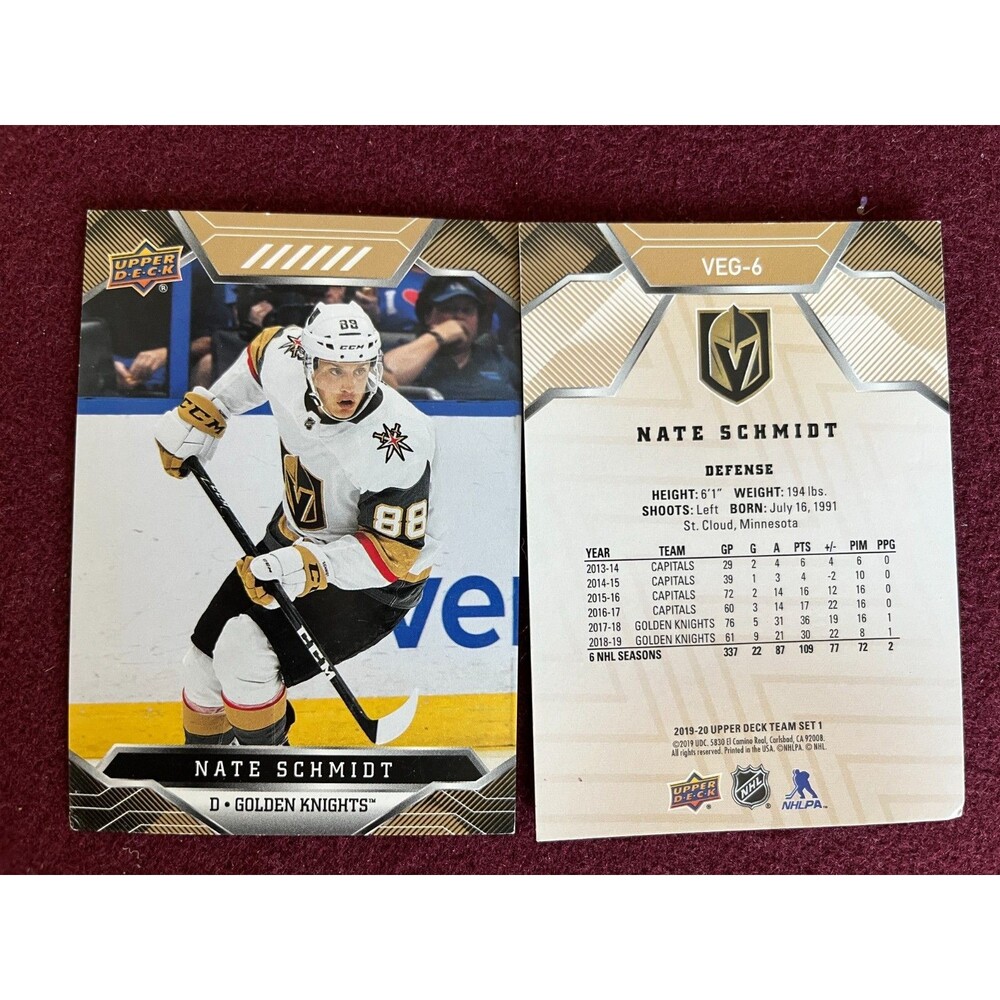 Nate Schmidt 2019-20 Upper Deck MVP Gold VEG-6  Promo Card Vegas Golden Knights